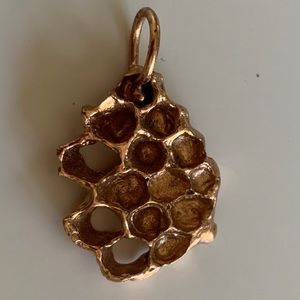 Gorgeous brass mini honeycomb necklace pendant
